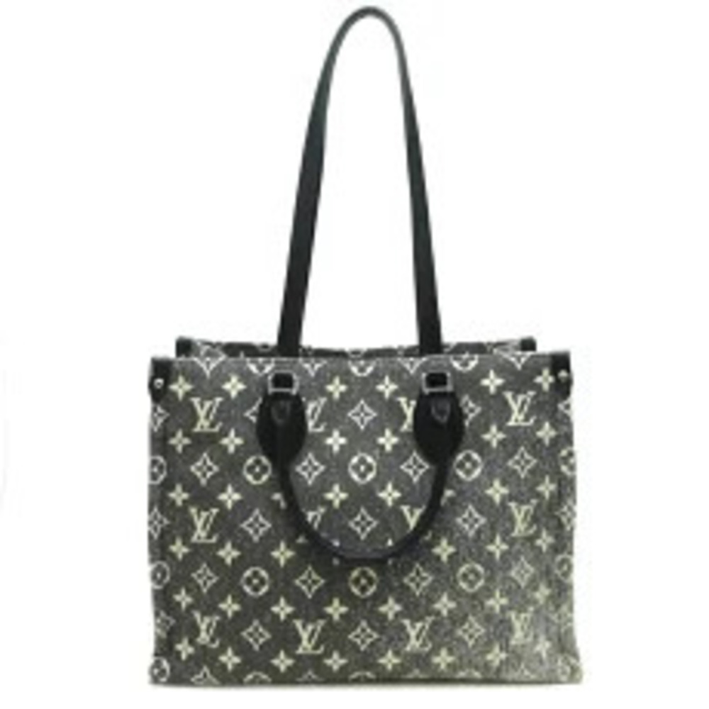 Louis Vuitton Jacquard Gray Denim Bag OnTheGo Monogram Tote